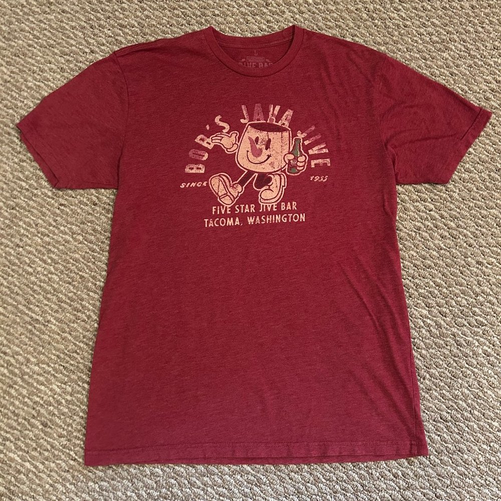 Dive Bar Shirt Club T-Shirt - Red Men's Large - Bob's Java Jive - Tacoma, WA